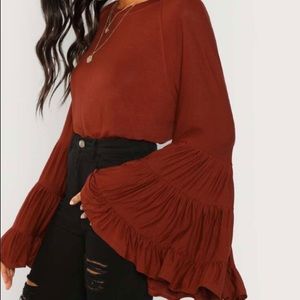 Burnt orange long sleeve top